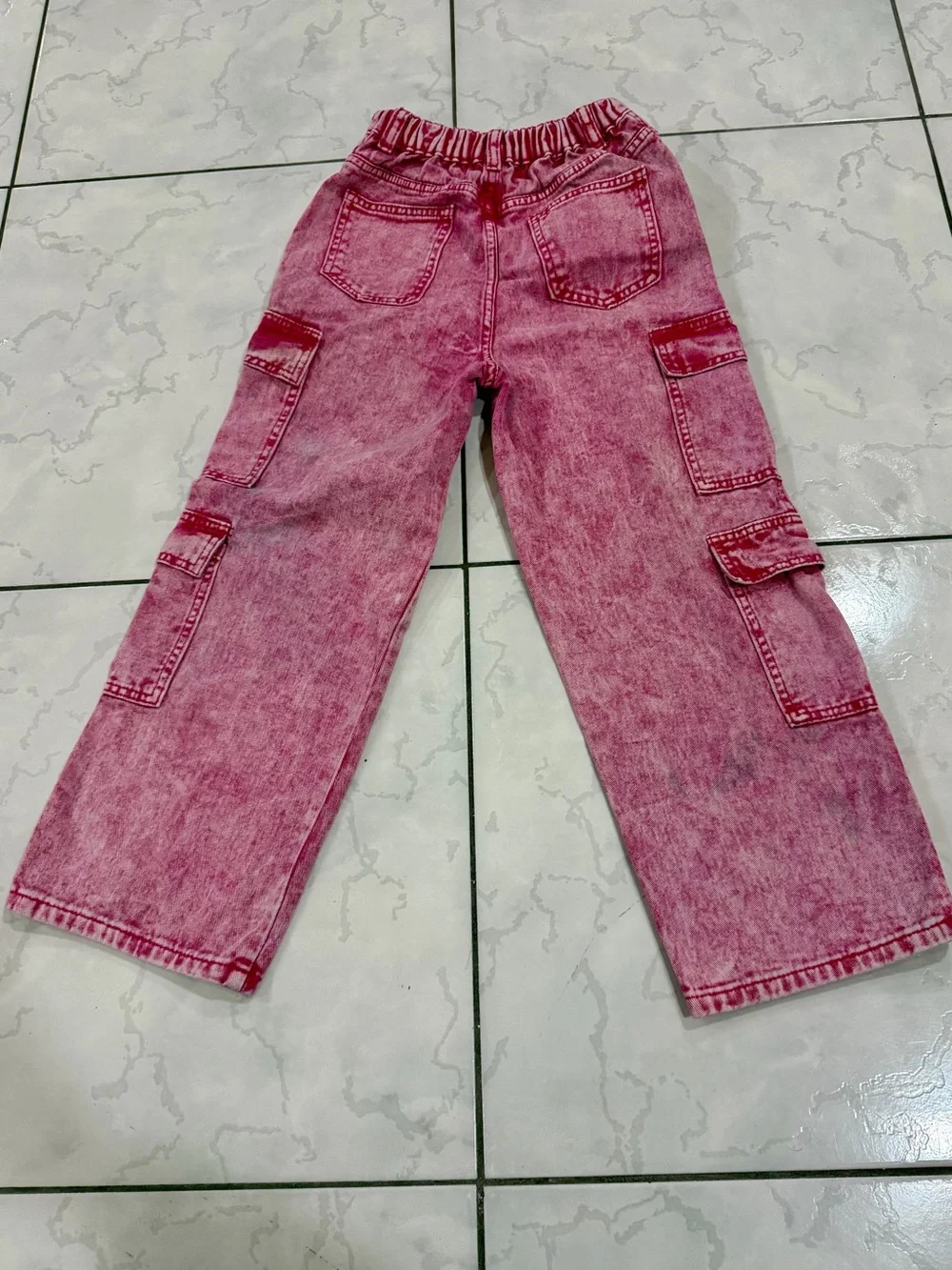 Pink Washed Cargo Pocket Jeans size 10 SO CUTE!